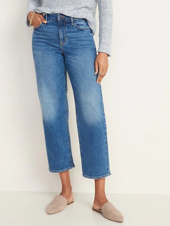 Old Navy Denim - Old Navy High-Waisted Slim Wide-Leg Jeans Womens 8 552771 Cropped 25" Inseam